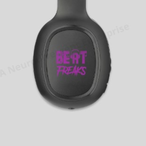 Earphones with purple logo